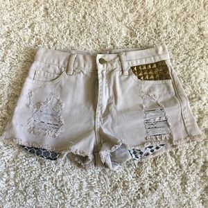 Forever 21 High Waisted Studded Denim Shorts 24